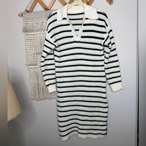 Black Striped Sweater Dress